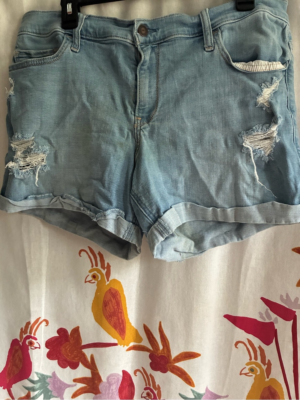 Hollister Jean Shorts Light Wash Distressed Denim Size 17 - Picture 3 of 9